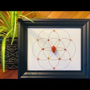 • Handcrafted Framed Sacred Geometry Crystal Grid •